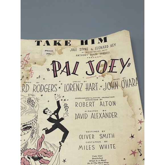 Vintage Sheet Music "Take Him" "Pal Joey" Rodgers & Hart Chappell & Co 1952 READ - Picture 3 of 9